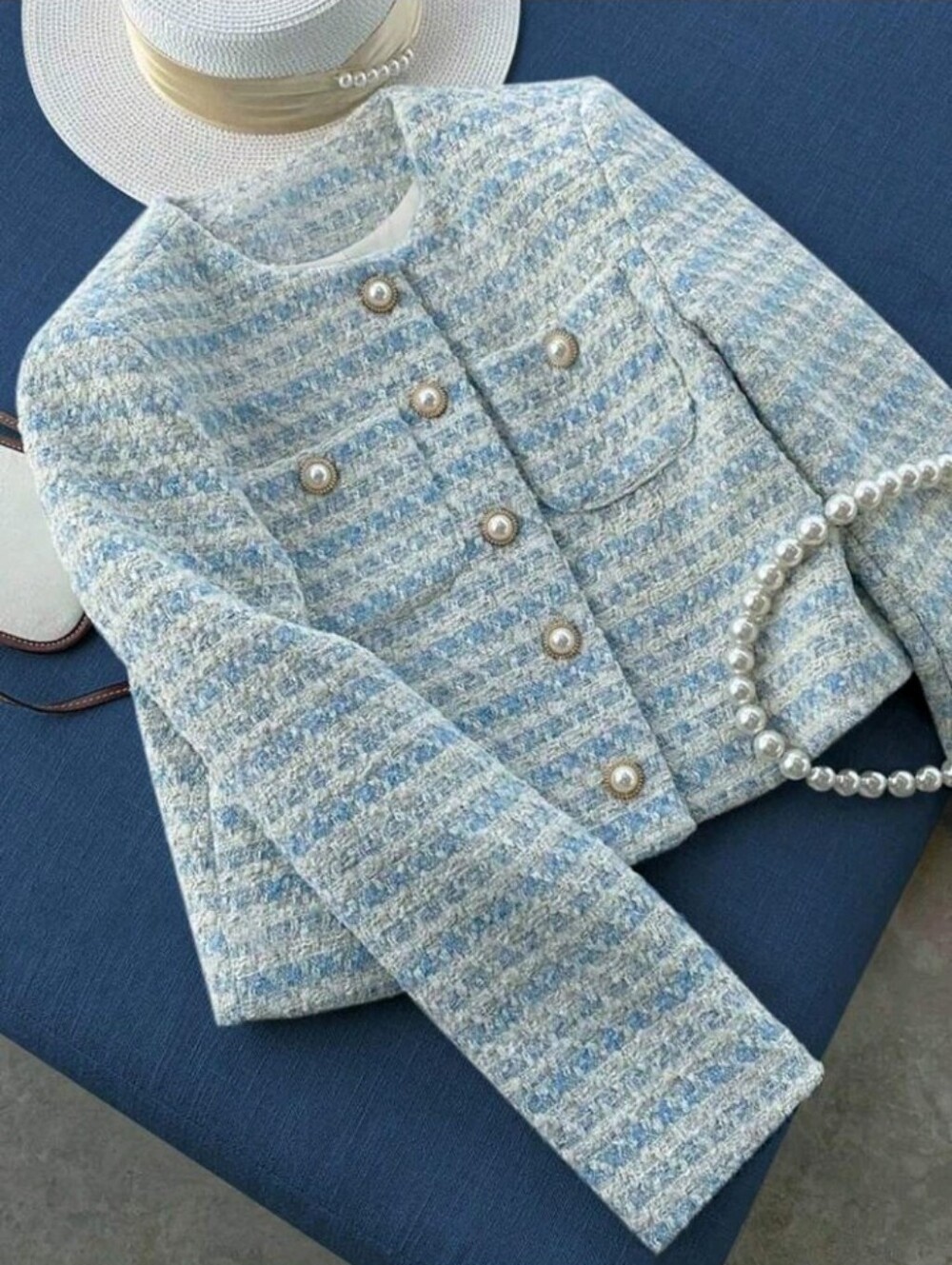 Women's Elegant French Commuting Office Daily Button-Up Cropped Jacket